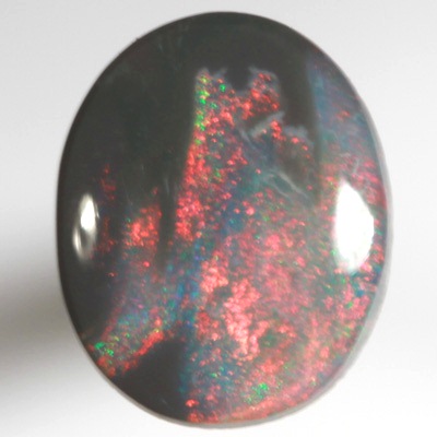 SOLID BLACK OPAL Bright red fire enhanced by jet black opal